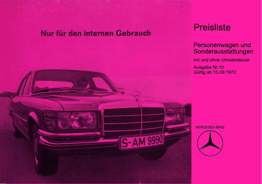 Preisliste ab 09/1972