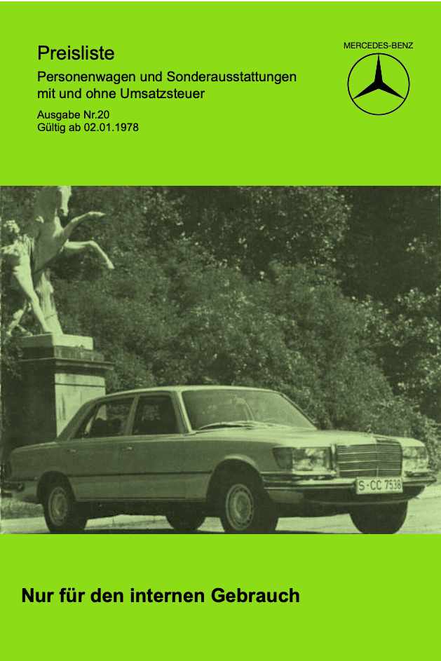 Preisliste ab 01/1978