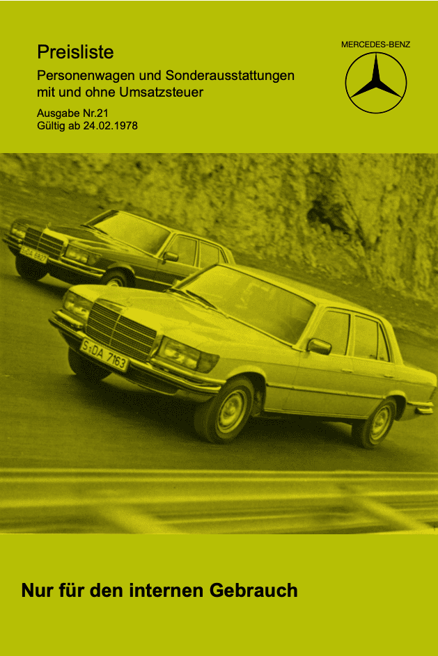 Preisliste ab 04/1978