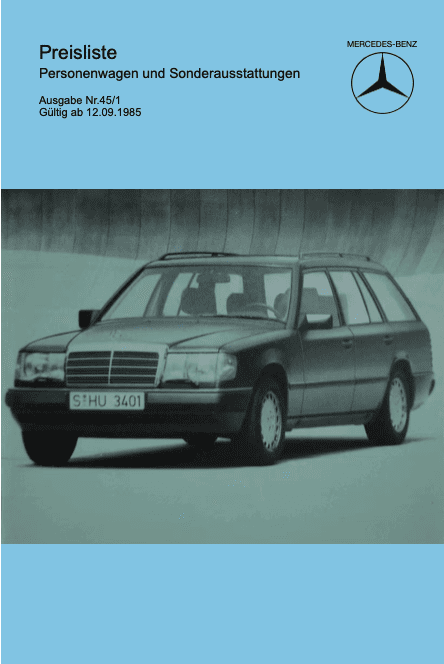 Preisliste ab 09/1985
