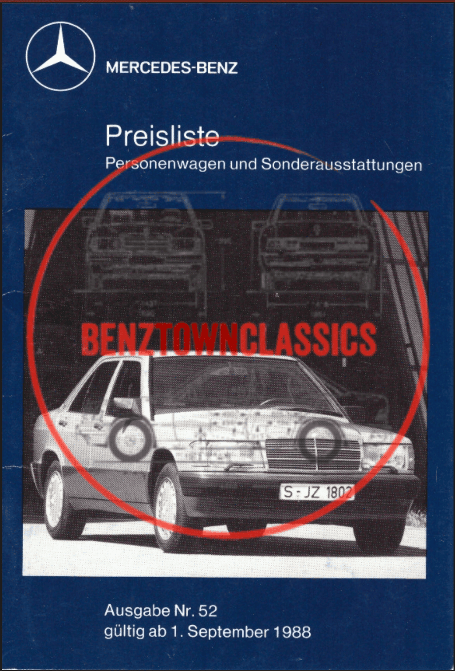 Preisliste ab 09/1988