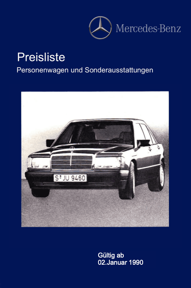 Preisliste ab 01/1990