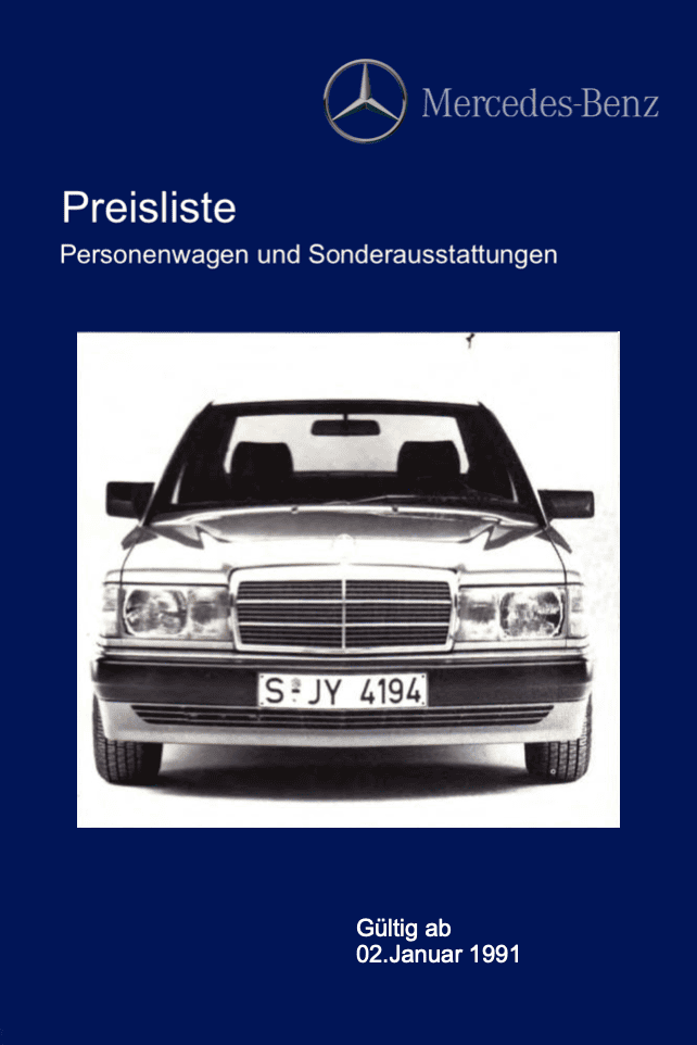 Preisliste ab 01/1991